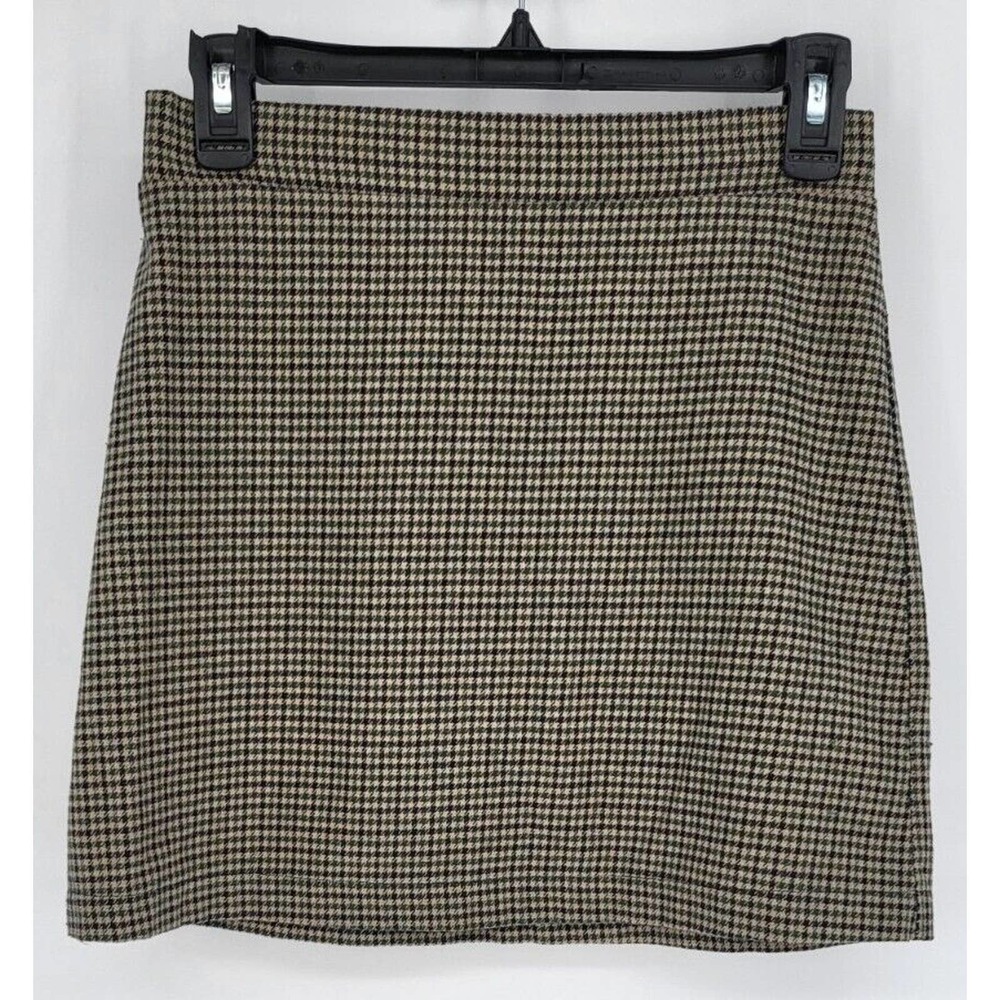 American Eagle Tan Brown Navy Herringbone Mini Skirt Dark Academia Women's S